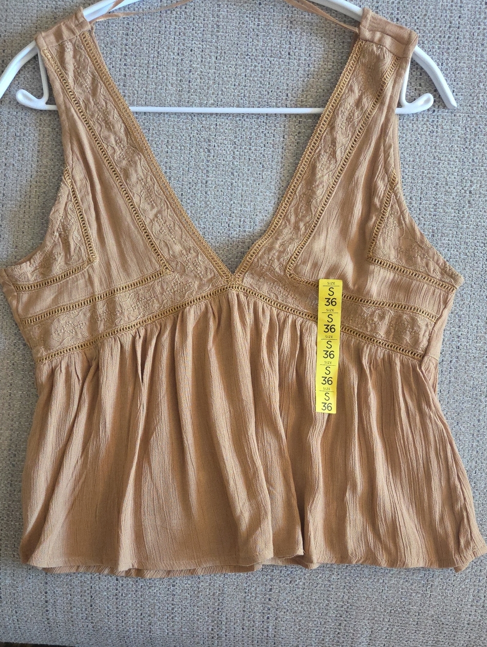 V-Neck Sleeveless Camisole in Camel Tan